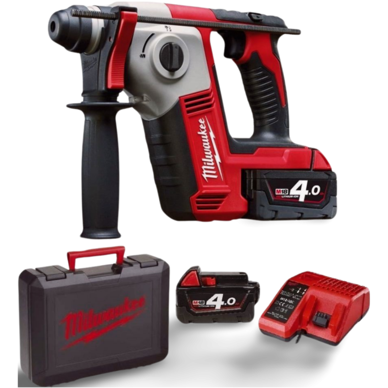 Cordless rotary hammer Milwaukee M18 BH-402C set, 18 V, 2 x 4 Ah, 1,2 J,  SDS-plus, charger + carrying case