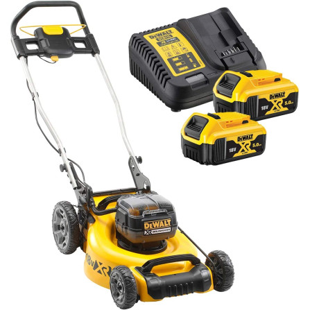 Dewalt akumuliatorinės vejapjovės rinkinys DCMW564P2, 2 x 18 V su 2 x 5,0 Ah baterijomis ir įkrovikliu