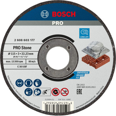Bosch PRO akmens pjovimo diskas (2608603177), 115 x 3 x 22,23 mm